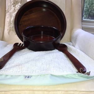 Beautiful wooden salad bowls and serving